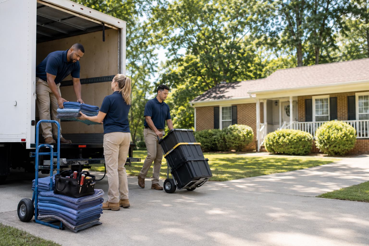 Prepared property-services crew arriving for a scheduled Metro Atlanta assignment